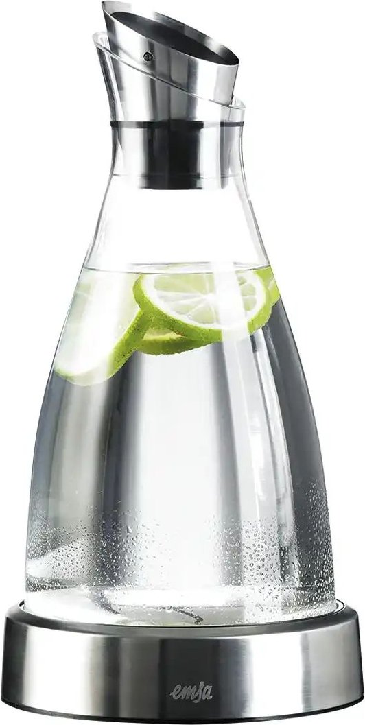 emsa Kühlkaraffe 1 0 Liter Flow ¦ transparent/klar ¦ Glas,Edelstahl ¦ Maße (cm): H: 29 Ø: 14.5 Gläser & Karaffen - Höf...