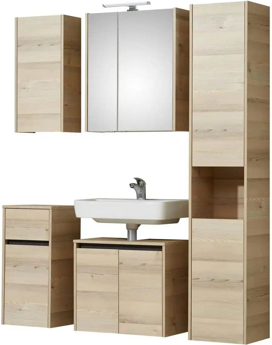 Badkombination Dillinger See ¦ holzfarben ¦ Maße (cm): B: 130 H: 200 Schränke > Badschränke > Komplett-Badkombinationen...