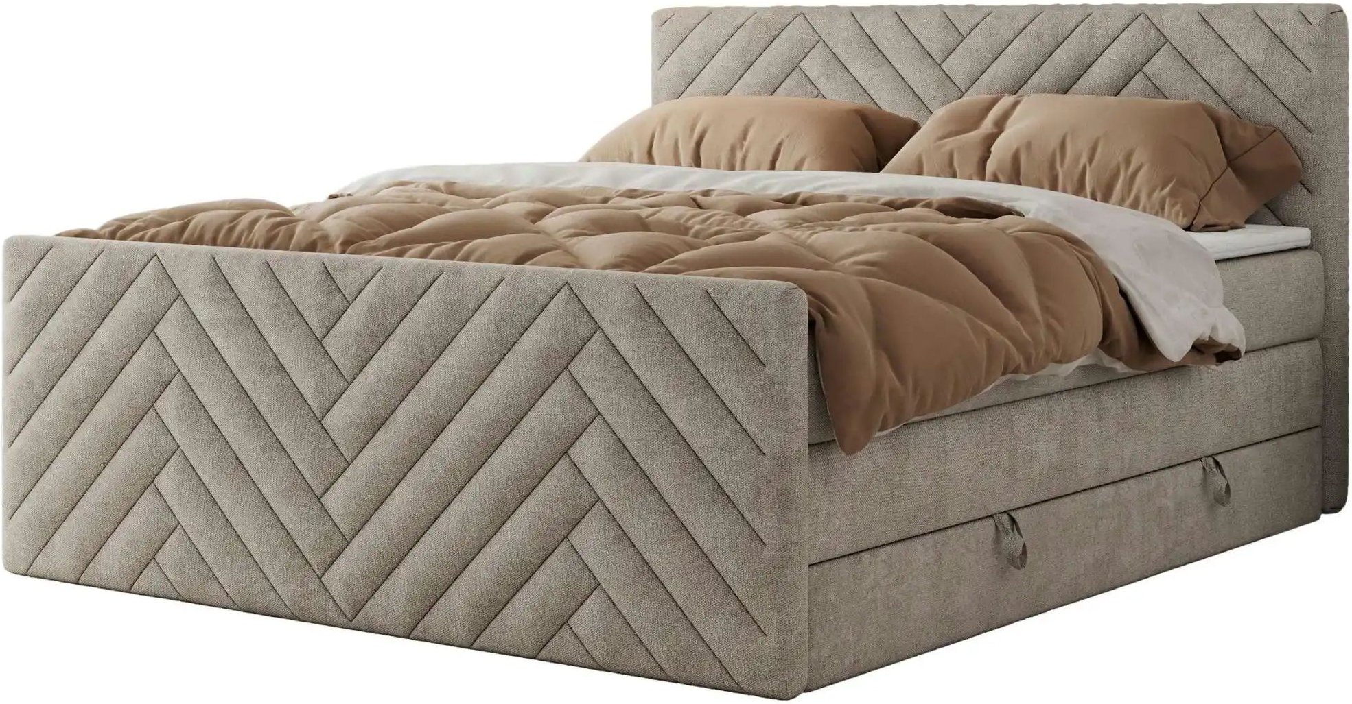 Boxspringbett mit Bettkasten Paris King Duo ¦ beige ¦ Maße (cm): B: 161 H: 110 Betten > Boxspringbetten - Höffner