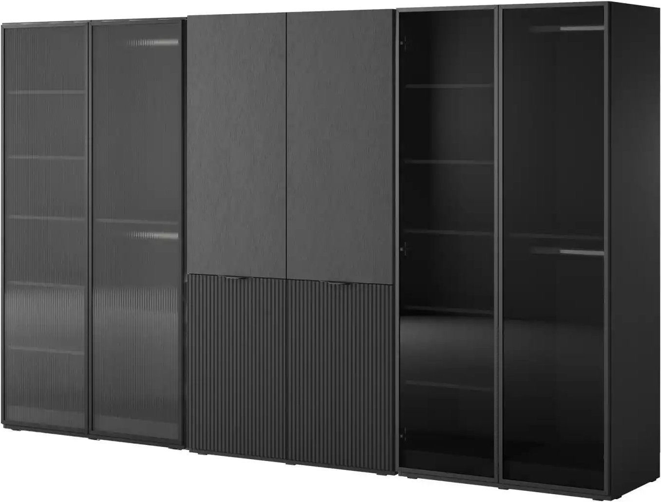 Drehtürenschrank 6 türig Sandbox ¦ schwarz ¦ Maße (cm): B: 303 H: 200 Schränke > Kleiderschränke > Drehtürenschränke - H...