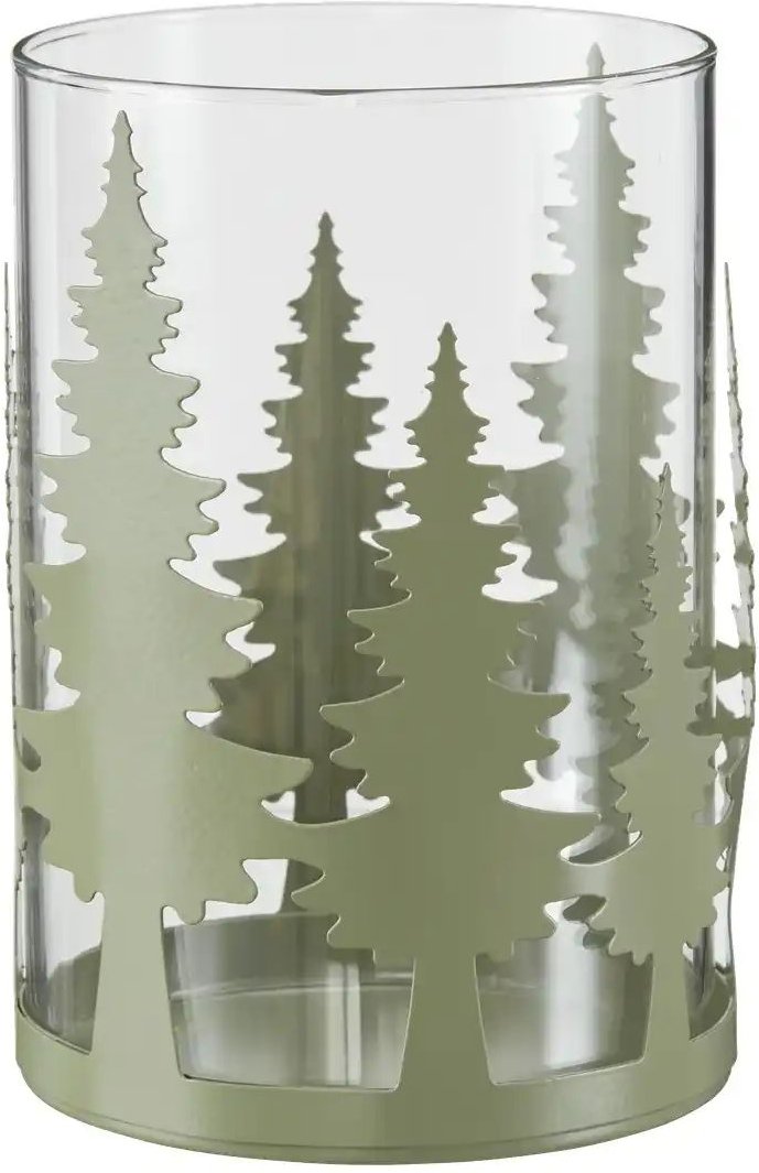 Thumbnail - HOME STORY Windlicht Tanne ¦ grün ¦ Eisen,Glas ¦ Maße (cm): H: 15 Ø: 10.5 Accessoires > Kerzen & Kerzenständer - Höff...