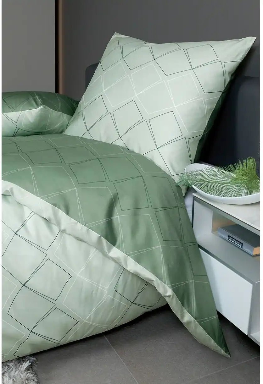 Janine Mako-Satin-Wende Bettwäsche Rauten ¦ grün ¦ Maße (cm): B: 155 Bettwaren > Bettwäsche > Bettwäsche ganzjährig - H...