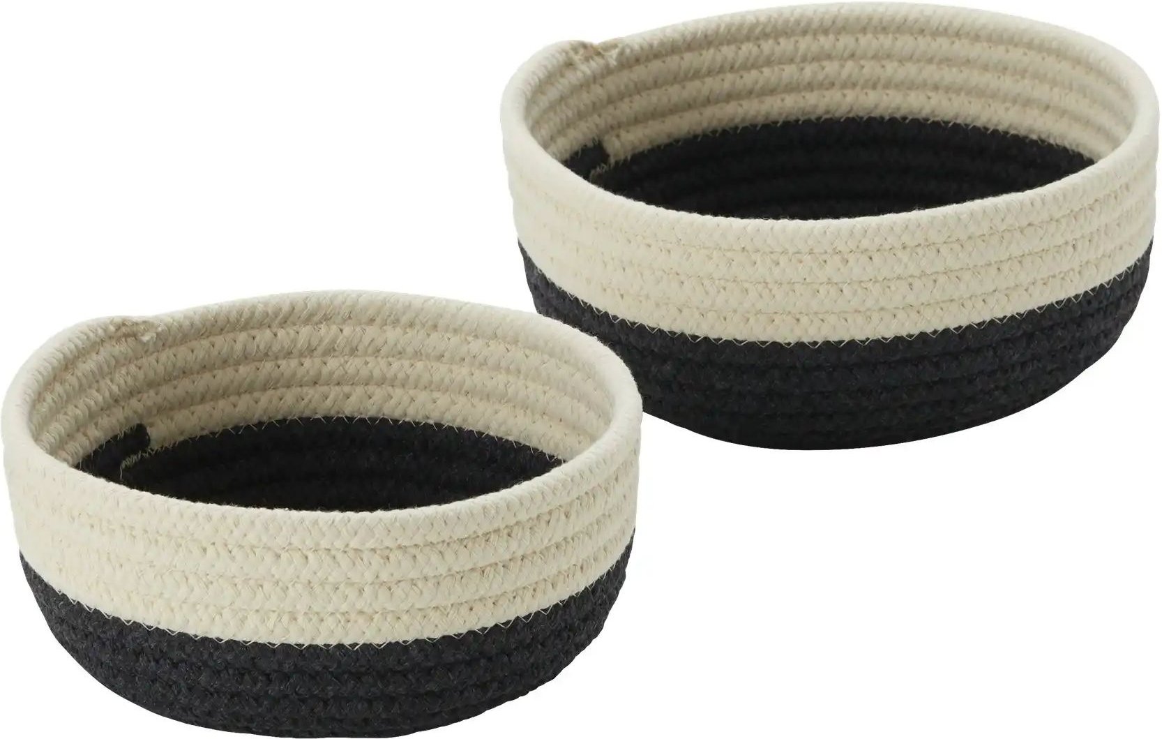 HOME STORY Aufbewahrungskorb 2er Set ¦ schwarz ¦ Polyester,Baumwolle ¦ Maße (cm): H: 10 Ø: 23 Aufbewahrung > Körbe -...