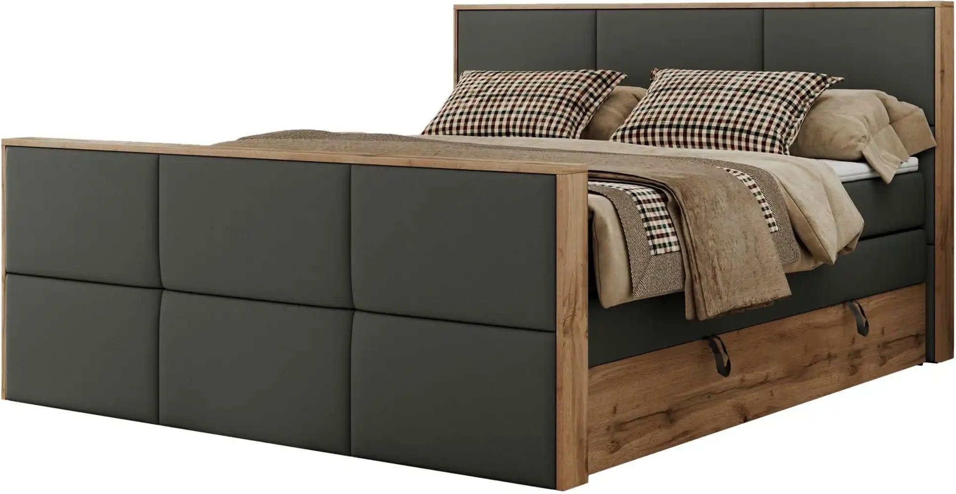 Boxspringbett mit Bettkasten Albero 2 King Duo ¦ grau ¦ Maße (cm): B: 148 H: 113 Betten > Boxspringbetten - Höffner