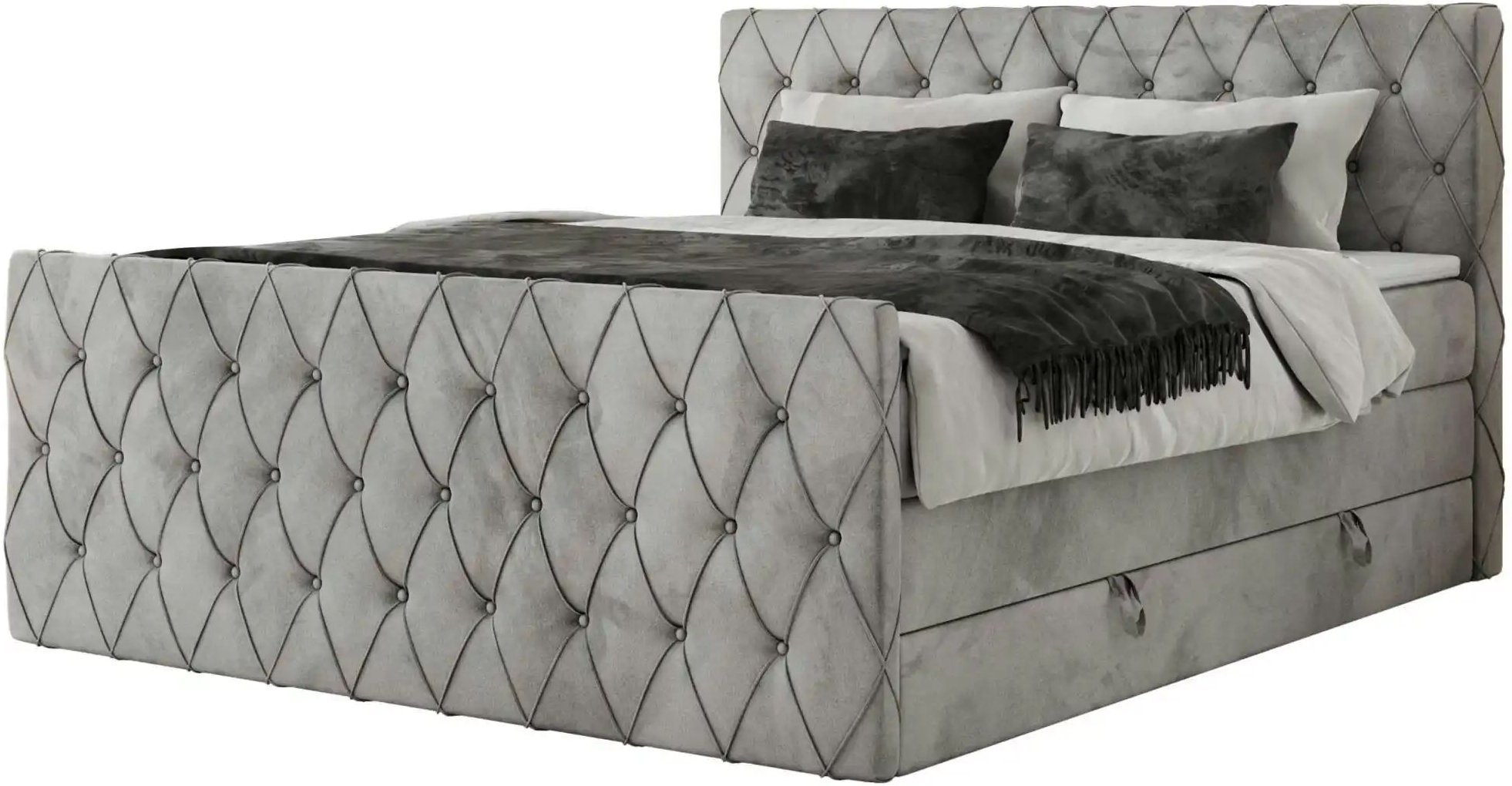 Boxspringbett mit Bettkasten Miren King Duo ¦ grau ¦ Maße (cm): B: 141 H: 110 Betten > Boxspringbetten - Höffner
