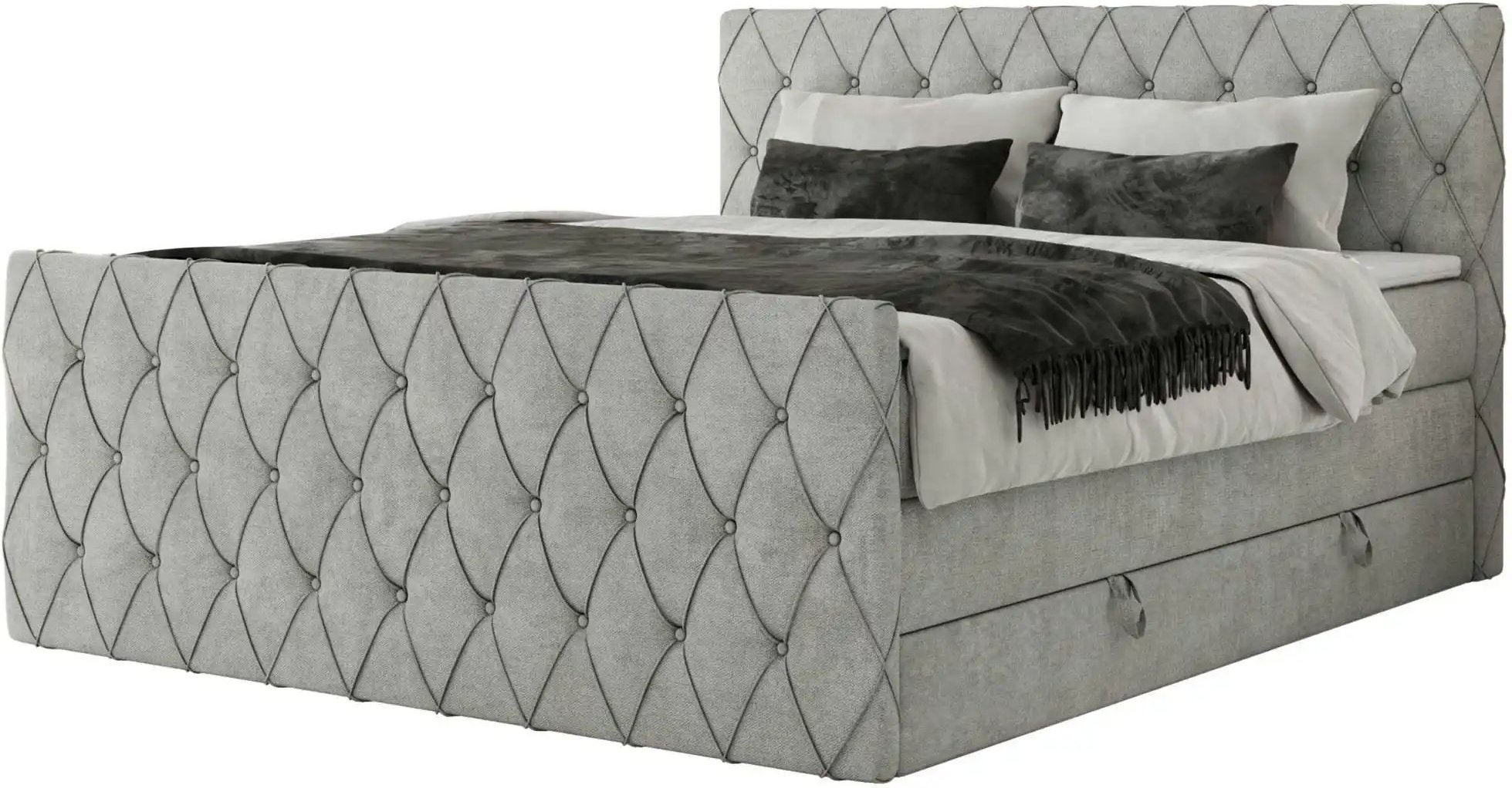 Boxspringbett mit Bettkasten Miren King Duo ¦ grau ¦ Maße (cm): B: 201 H: 110 Betten > Boxspringbetten - Höffner