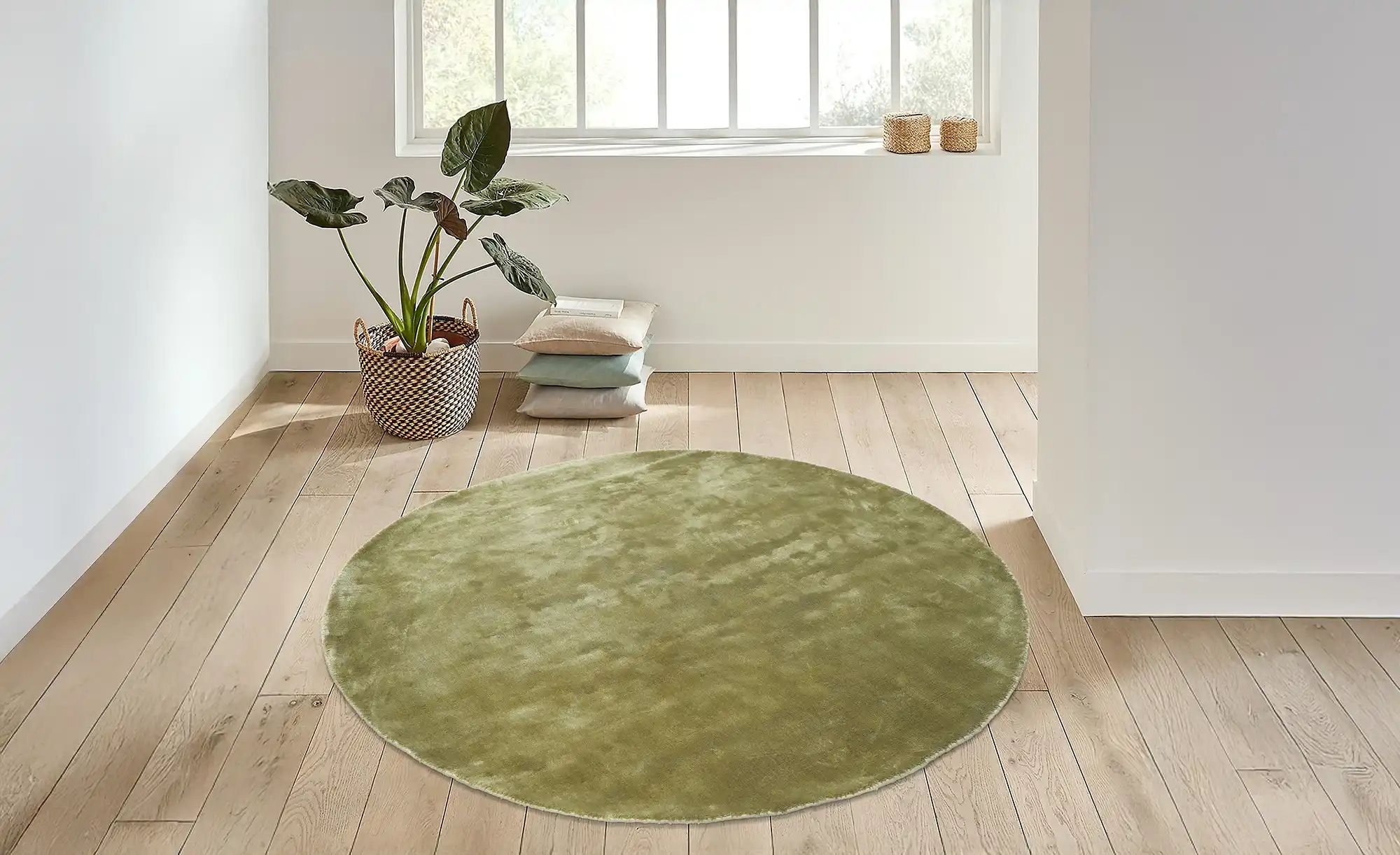 como Handloom-Teppich Flavia ¦ grün ¦ Viskose Ø: 160 Teppiche > Einfarbige Teppiche - Höffner