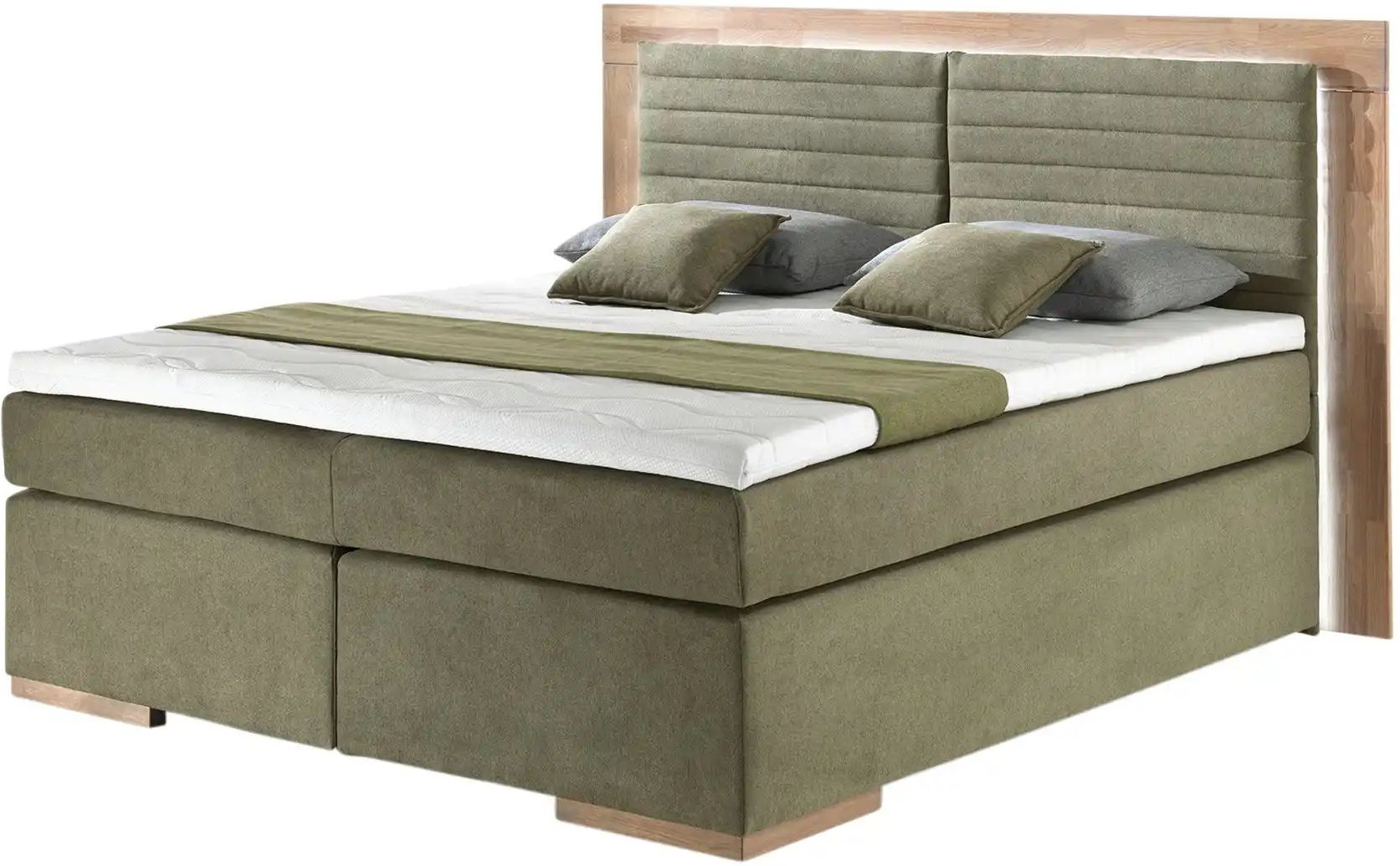 uno Massivholz-Boxspringbett mit LED-Beleuchtung Marlow ¦ grün ¦ Maße (cm): B: 230 H: 130 Betten > Boxspringbetten - Höf...