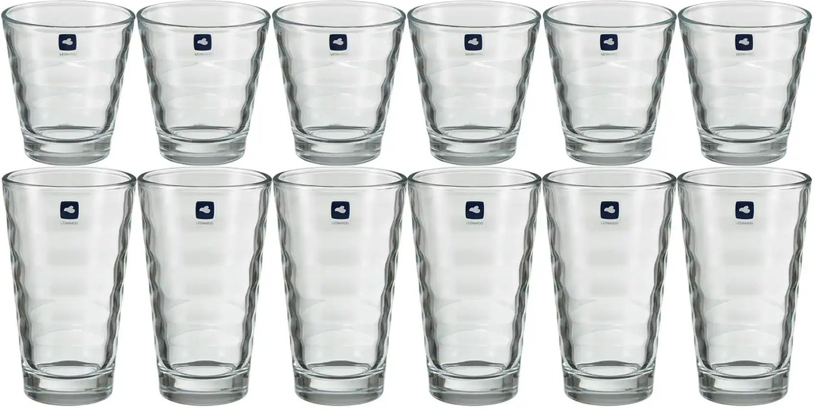 LEONARDO Becherset Onda ¦ transparent/klar ¦ Glas ¦ Maße (cm): B: 25,4 H: 17,5 Gläser & Karaffen - Höffner