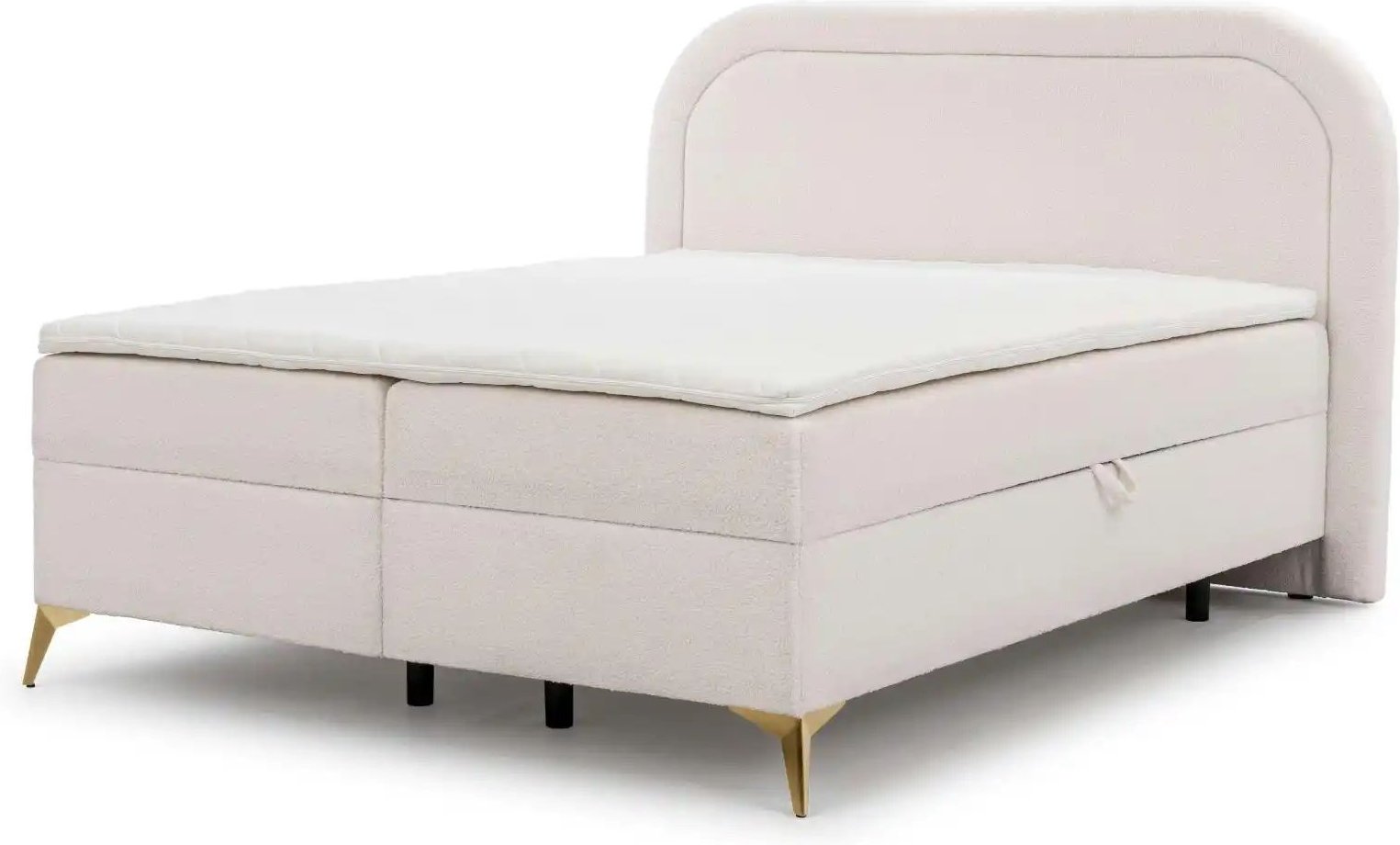 S-STYLE Boxbett mit Bettkasten Bouclé-Stoff Sonna ¦ weiß ¦ Maße (cm): B: 180 H: 120 Betten > Boxspringbetten - Höffner