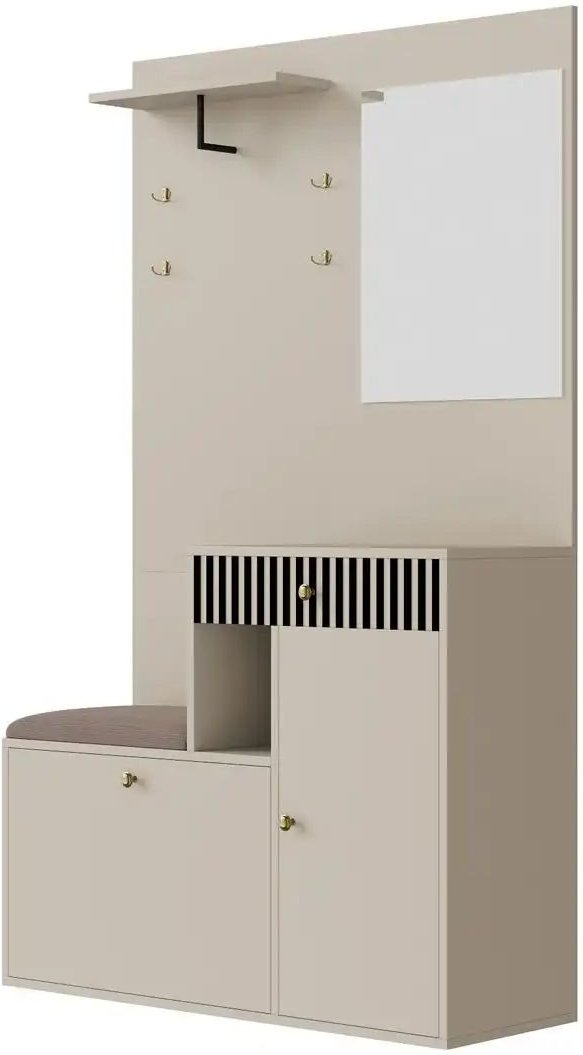 Garderobenset ¦ creme ¦ Maße (cm): B: 110 H: 185,5 Garderoben & Kleiderstangen > Garderobensysteme - Höffner