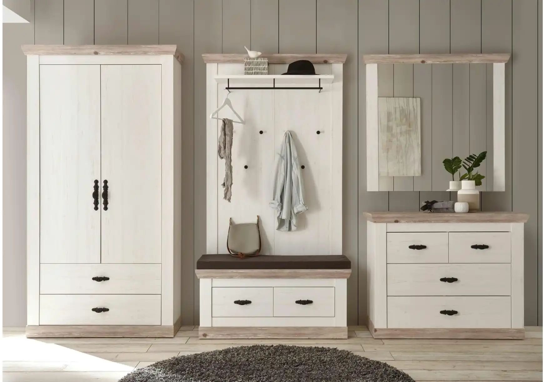 Garderobe Roble ¦ weiß ¦ Maße (cm): B: 341 H: 201 T: 45.0 Garderoben & Kleiderstangen > Garderoben - Höffner