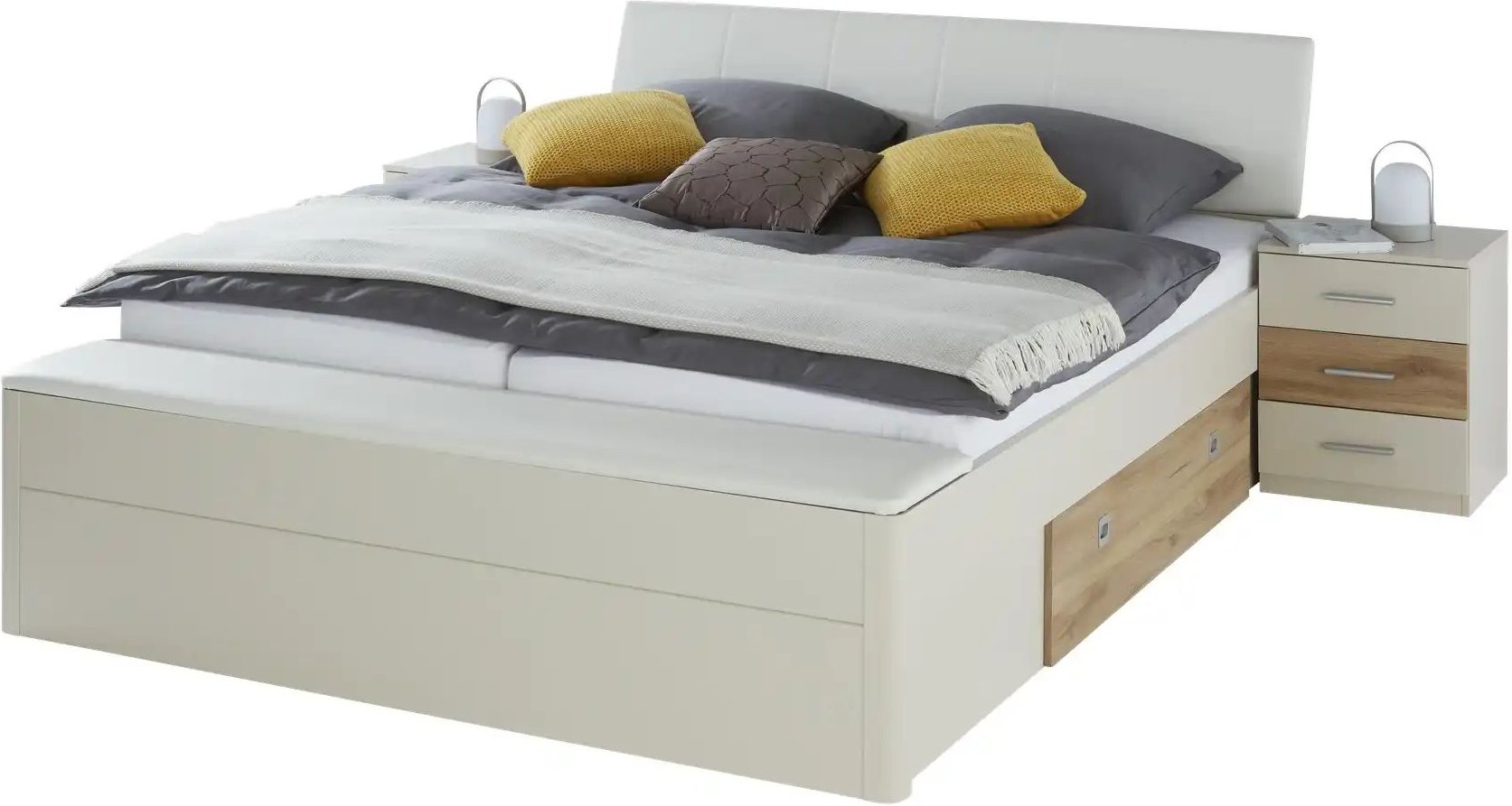 Bettanlage Norwich ¦ beige ¦ Maße (cm): B: 277 H: 97 T: 248.0 Betten > Doppelbetten > Doppelbetten 180x200 - Höffner