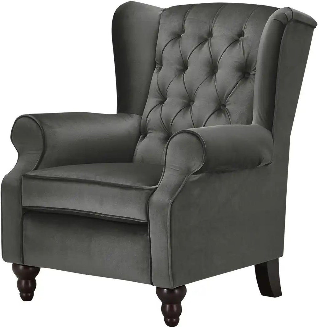 Ohrensessel Samt Canyon ¦ grau ¦ Maße (cm): B: 83 H: 102 T: 89.0 Polstermöbel > Sessel > Fernsehsessel - Höffner