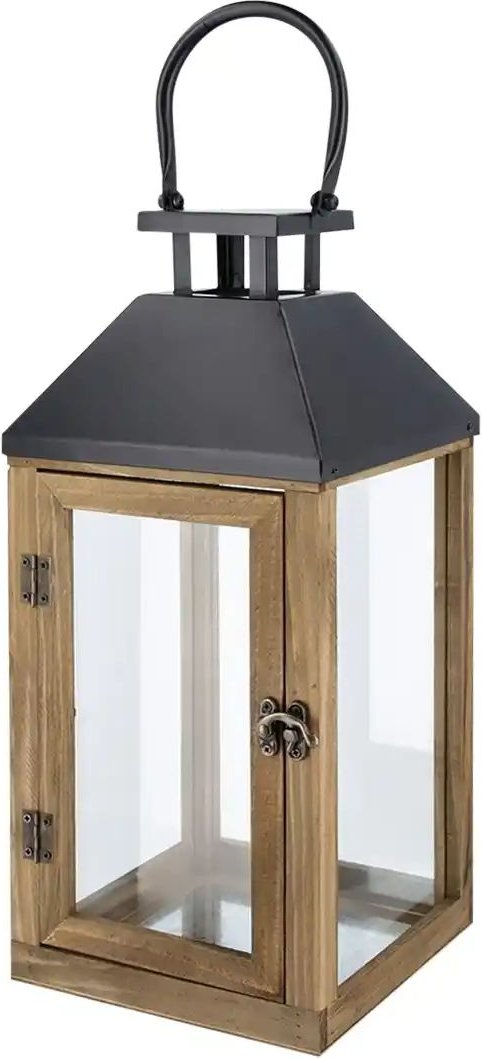 Laterne   ¦ holzfarben ¦ Metall,Stahl,Glas ¦ Maße (cm): B: 17,8 H: 38,5 T: 17.0 Accessoires > Kerzen & Kerzenständer - H...