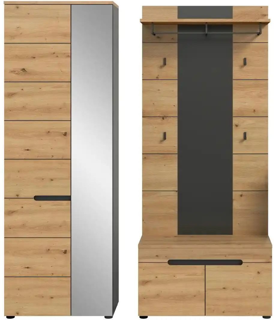 Garderobenkombination ¦ grau ¦ Maße (cm): B: 160 H: 190 Garderoben & Kleiderstangen > Garderobensysteme - Höffner