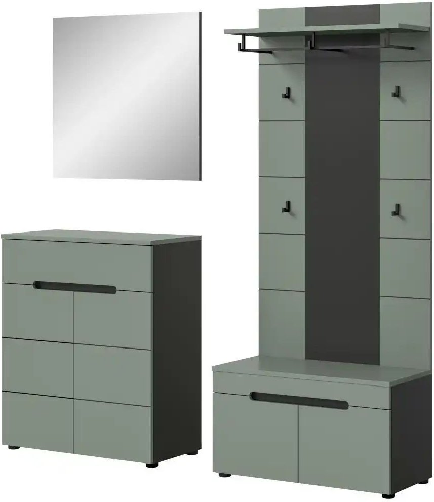 Garderobenkombination 3-teilig Canu ¦ grau ¦ Maße (cm): B: 175 H: 190 Garderoben & Kleiderstangen > Garderobensysteme -...