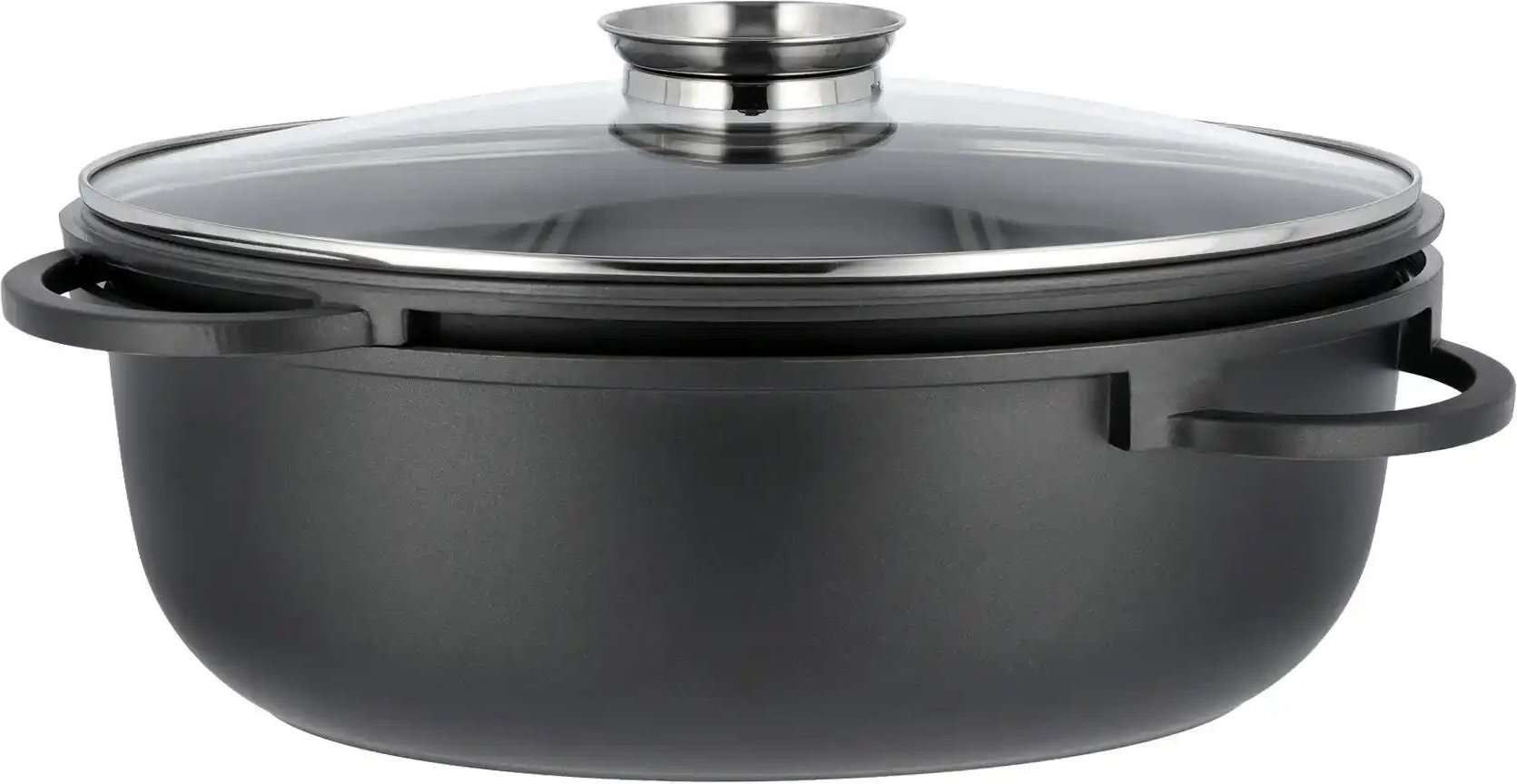 Meisterkoch Bräter GUSTUS ¦ schwarz ¦ Aluminium-Guss,Edelstahl ¦ Maße (cm): B: 28 H: 13,4 Töpfe & Pfannen & Zubehör > T...