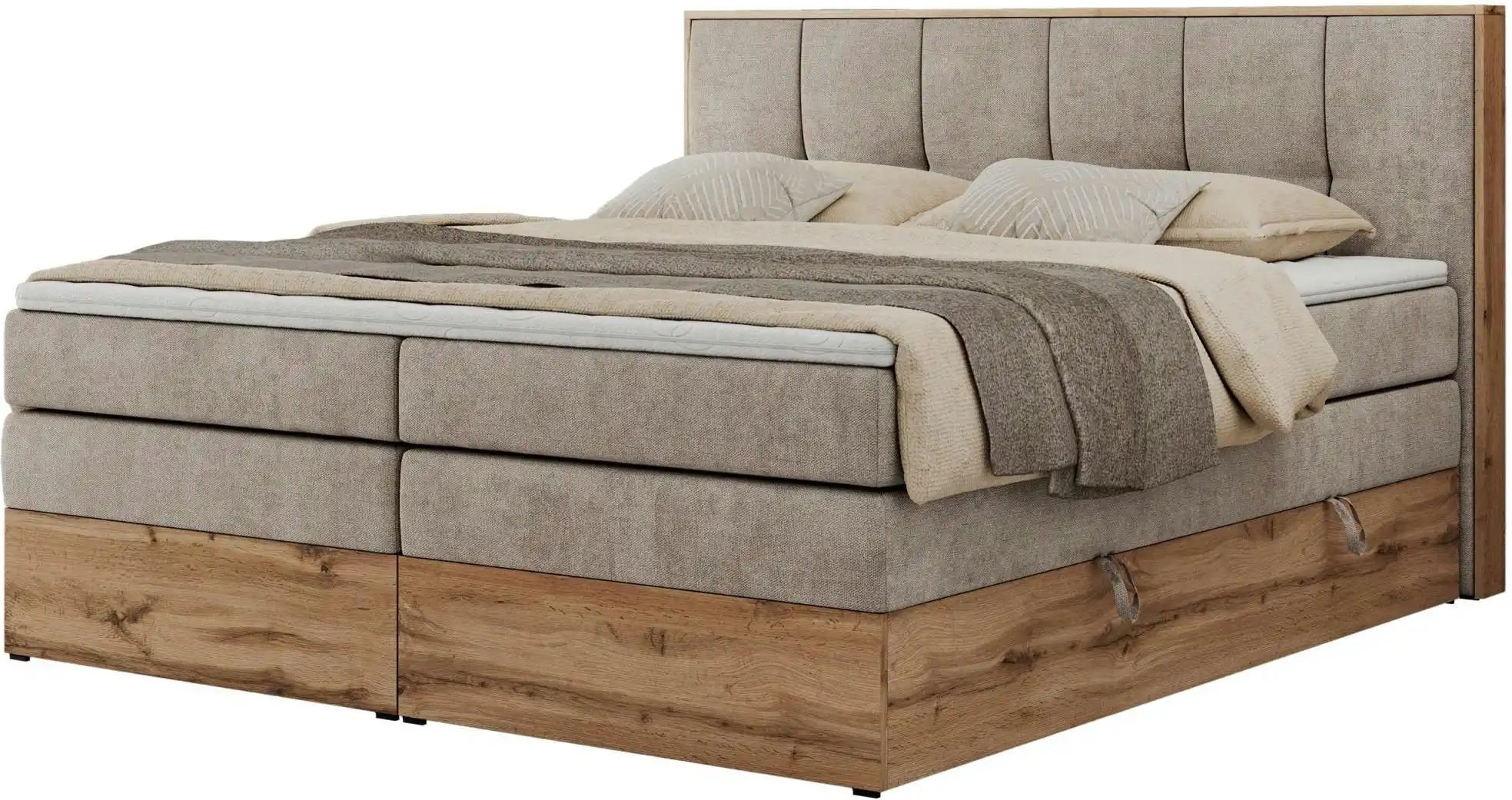 Thumbnail - Boxspringbett mit Bettkasten Albero 1 King ¦ beige ¦ Maße (cm): B: 128 H: 113 Betten > Boxspringbetten - Höffner