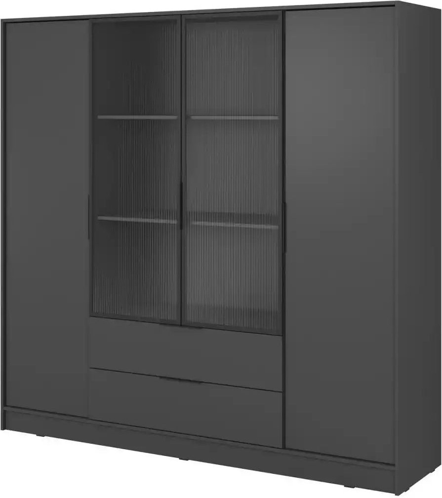 Drehtürenschrank mit 2 Schubladen Lyke ¦ schwarz ¦ Maße (cm): B: 206 H: 200 Schränke > Kleiderschränke > Drehtürenschrän...