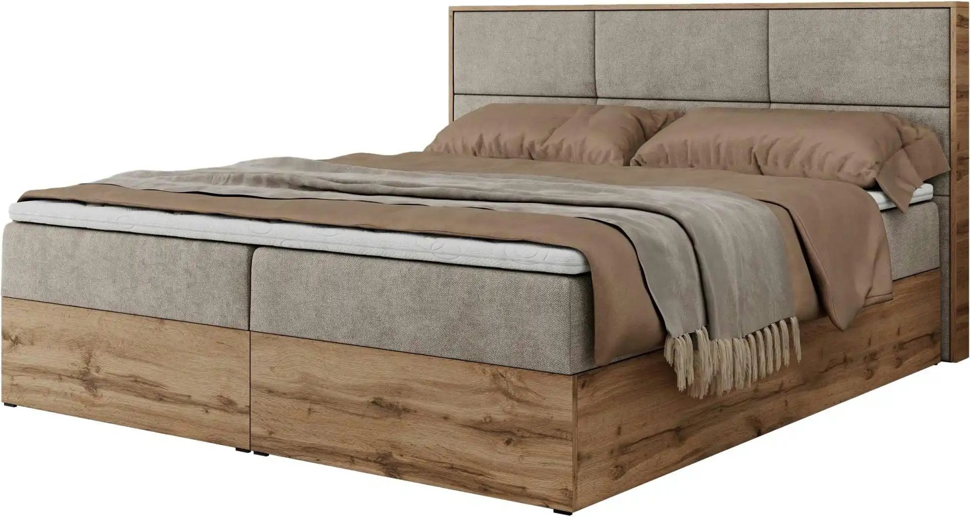 Thumbnail - Boxbett mit Bettkasten Albero 2 ¦ beige ¦ Maße (cm): B: 128 H: 104 Betten > Komfortbetten - Höffner