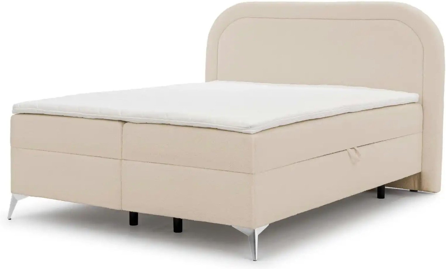 S-STYLE Boxbett mit Bettkasten Bouclé-Stoff Sonna ¦ beige ¦ Maße (cm): B: 180 H: 120 Betten > Boxspringbetten - Höffner