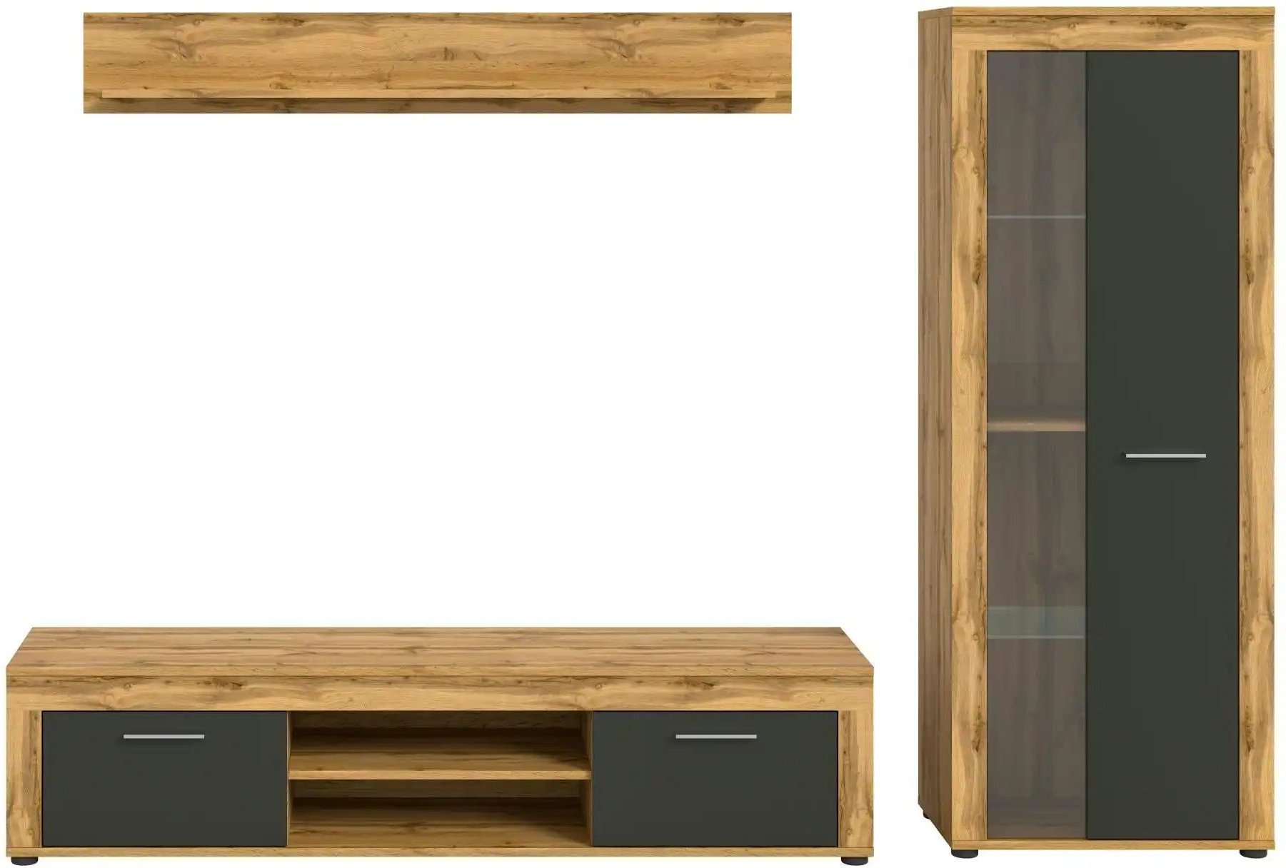 Wohnwand Bardenas ¦ holzfarben ¦ Maße (cm): B: 235 H: 159 T: 35.0 Kommoden & Sideboards > Wohnwände - Höffner