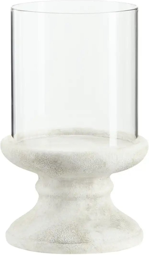 HOME STORY Windlicht mit Glasaufsatz   ¦ grau ¦ Zement,Glas ¦ Maße (cm): H: 25,5  Ø: 16 Accessoires > Kerzen & Kerzenstä...