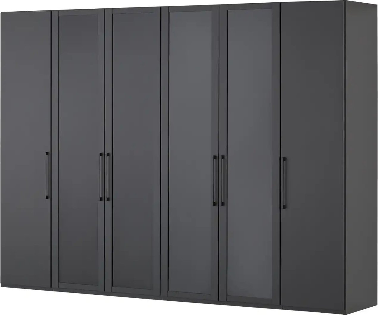 Thumbnail - Drehtürenschrank 300 cm mit Glastüren Uma ¦ schwarz ¦ Maße (cm): B: 300 H: 216 T: 67.0 Schränke > Kleiderschränke > Dreh...