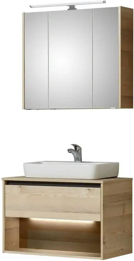 Badkombination Dillinger See ¦ holzfarben ¦ Maße (cm): B: 81 H: 200 Schränke > Badschränke > Komplett-Badkombinationen ...