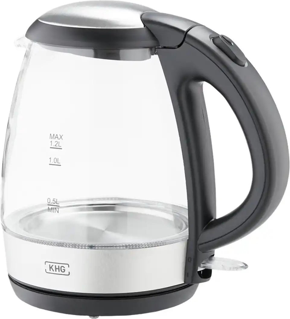 KHG Wasserkocher WK-121GES ¦ transparent/klar ¦ Kunststoff,Edelstahl,Glas ¦ Maße (cm): B: 23 H: 21,5 T: 16.0 Elektrokle...