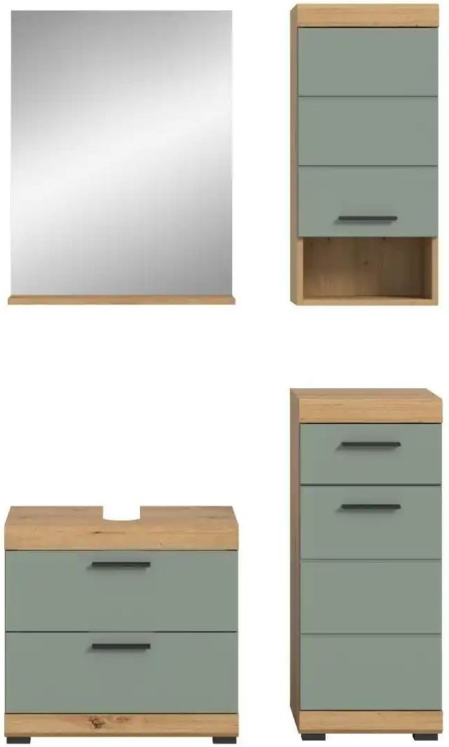 Badmöbel-Set SCHLOONSEE 4 teilig bestehend aus: Waschbeckenunterschrank Spiegel Unterschrank Hängeschrank Schloons...