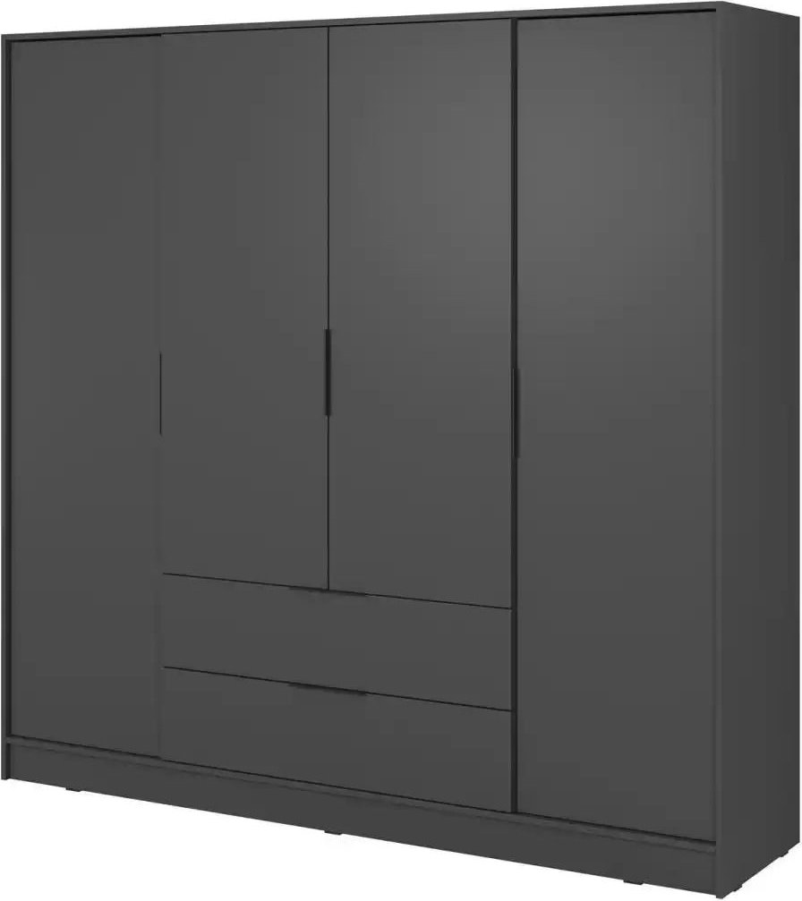 Drehtürenschrank 206 cm breit Lyke ¦ schwarz ¦ Maße (cm): B: 206 H: 200 Schränke > Kleiderschränke > Drehtürenschränke -...