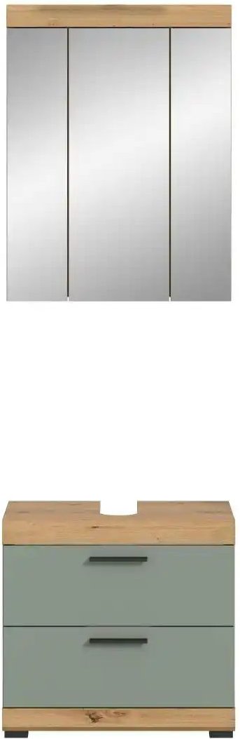 Badmöbel-Set SCHLOONSEE 2 tlg. bestehend aus: Waschbeckenunterschrank Spiegelschrank in verschiedenen Farben erhältl...