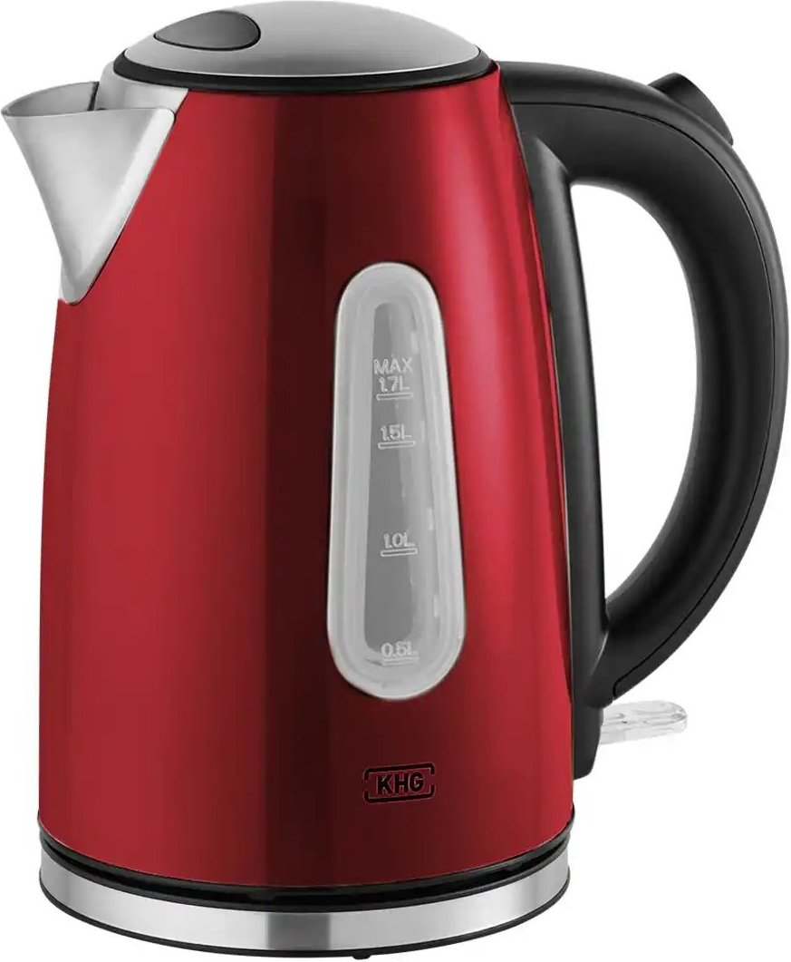 KHG Wasserkocher WK-1707 (MRE) ¦ rot ¦ Metall lackiert,Kunststoff,Edelstahl ¦ Maße (cm): B: 20,4 H: 23,2 T: 21.5 Elektr...