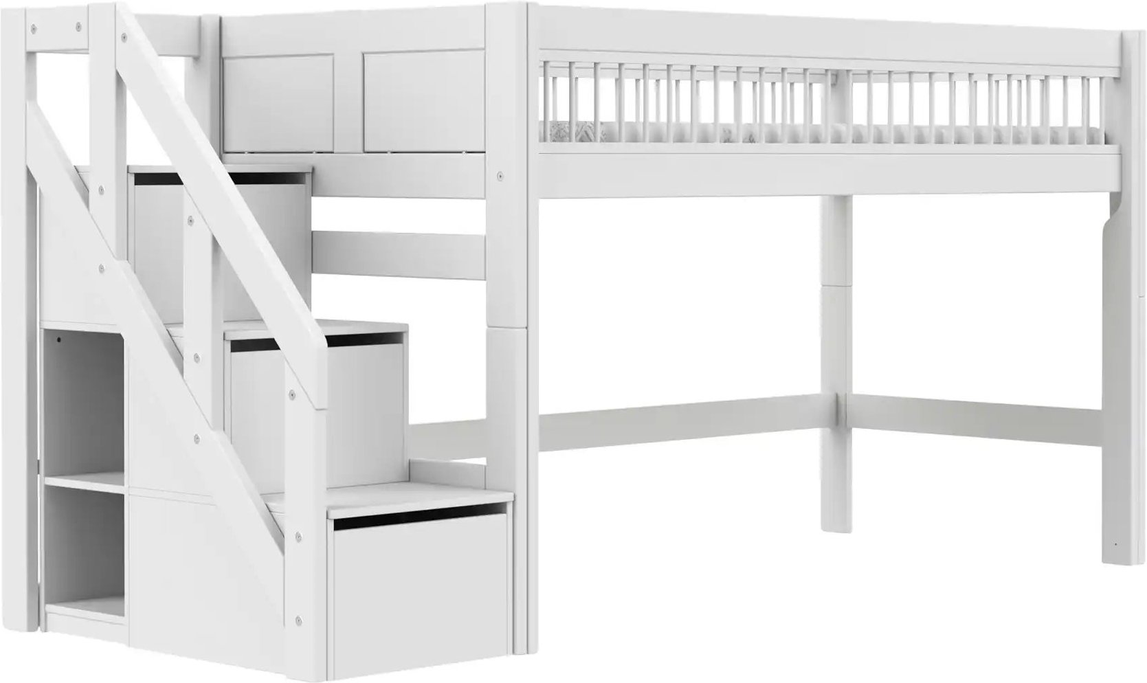 Thumbnail - Lifetime Halbhohes Bett mit Treppe Breeze ¦ weiß ¦ Maße (cm): B: 257 H: 128 T: 102.0 Betten > Bettgestelle - Höffner