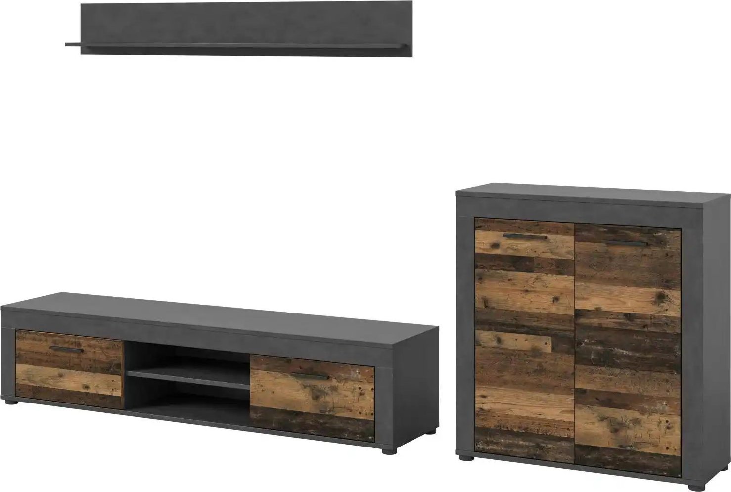 Wohnwand Bardenas ¦ schwarz ¦ Maße (cm): B: 255 H: 159 T: 35.0 Kommoden & Sideboards > Wohnwände - Höffner