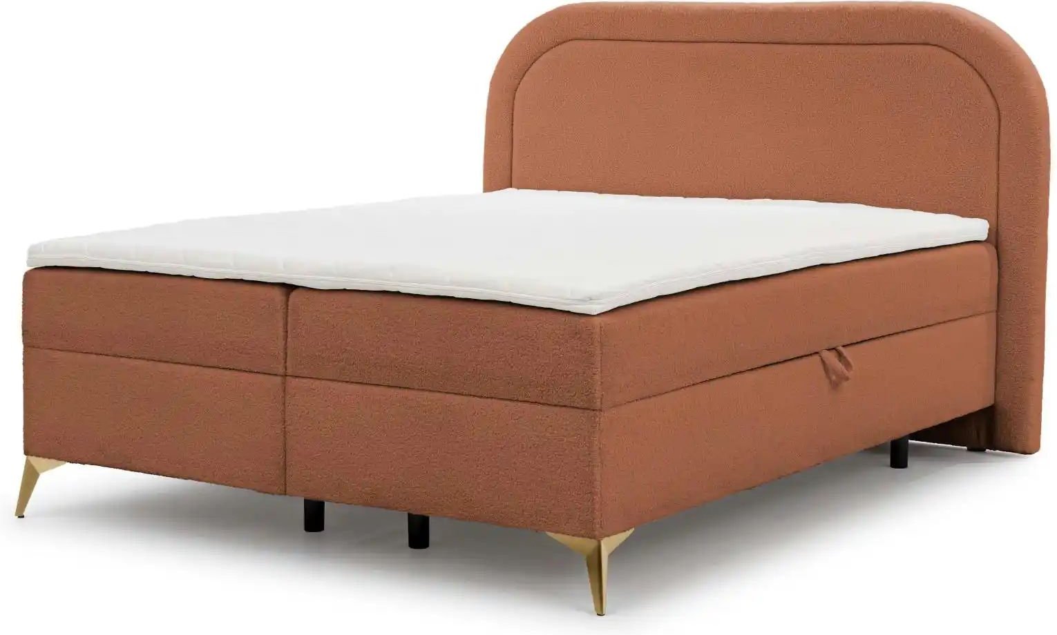 S-STYLE Boxbett mit Bettkasten Bouclé-Stoff Sonna ¦ rot ¦ Maße (cm): B: 160 H: 120 Betten > Boxspringbetten - Höffner
