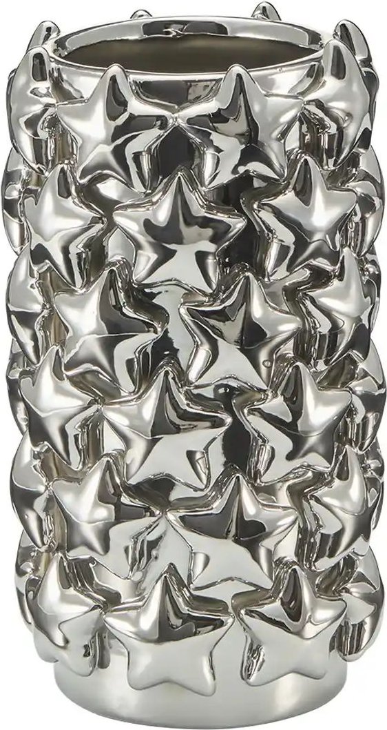 HOME STORY Vase mit 3D Sternen   ¦ silber ¦ Dolomite ¦ Maße (cm): H: 23  Ø: 12.8 Accessoires > Vasen - Höffner