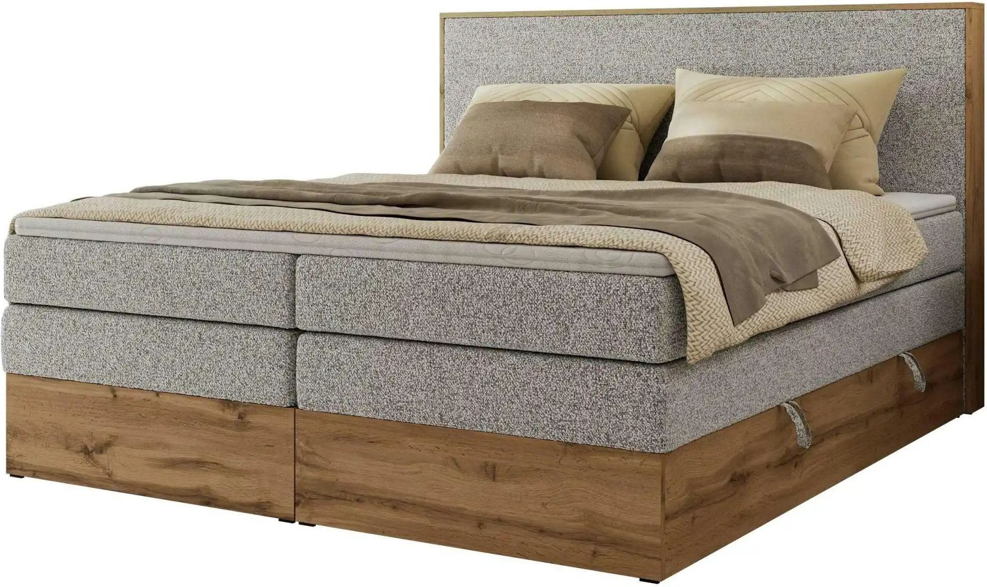 Boxspringbett mit Bettkasten Wood Classic King ¦ grau ¦ Maße (cm): B: 144 H: 120 Betten > Boxspringbetten - Höffner