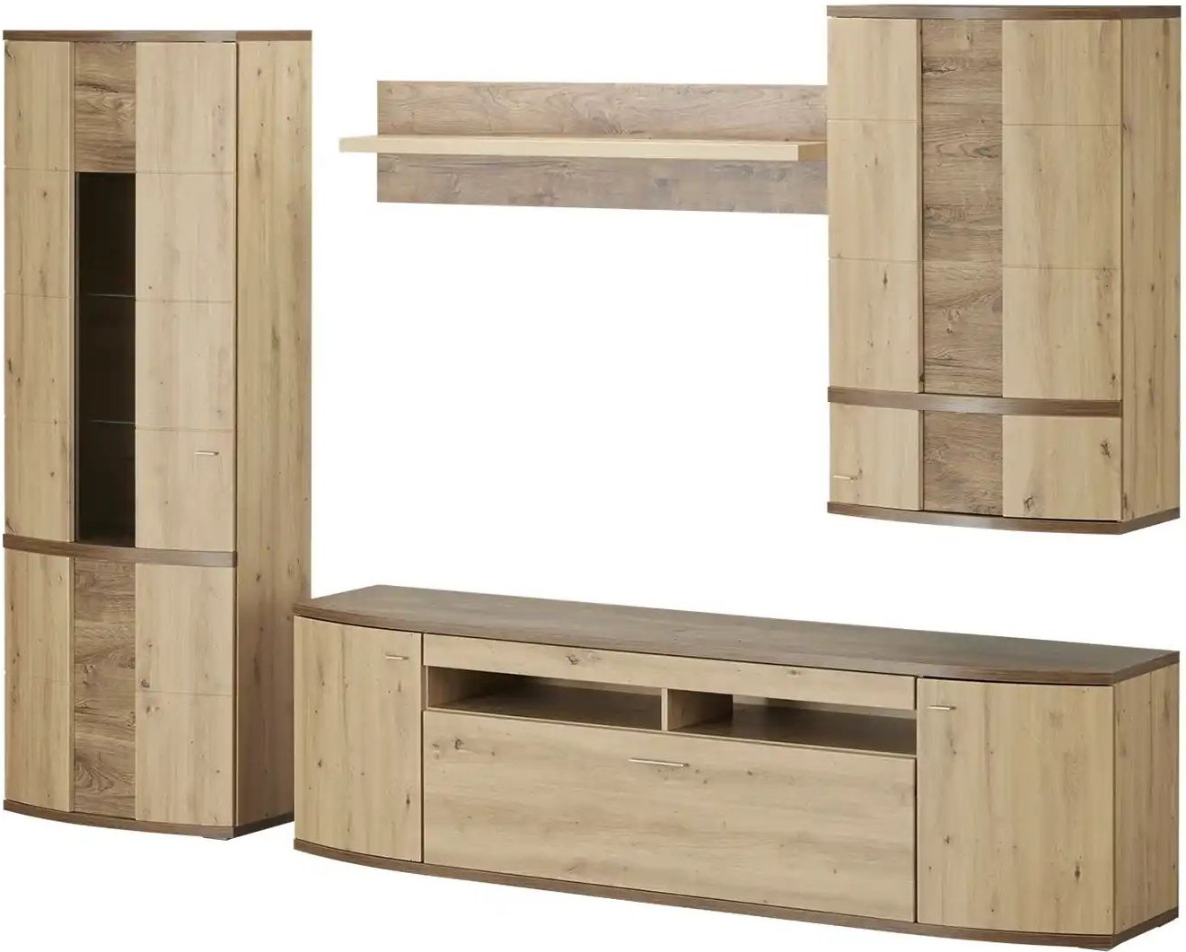 uno Wohnwand Gabbro ¦ holzfarben ¦ Maße (cm): B: 357 H: 209 T: 50.0 Kommoden & Sideboards > Wohnwände - Höffner