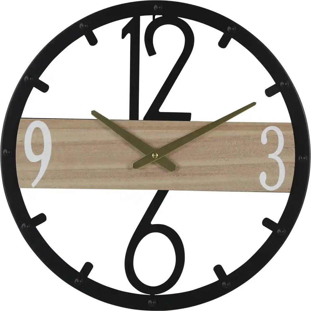 Wanduhr ¦ schwarz ¦ Metall,Holzwerkstoff ¦ Maße (cm): B: 40 H: 40 T: 4.0 Accessoires > Uhren & Wetterstationen - Höffn...
