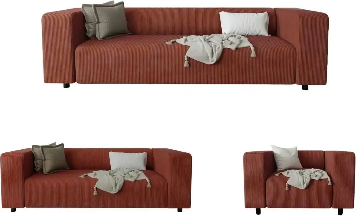 Thumbnail - S-STYLE Polstergarnitur 3+2+1 Oskar ¦ rot ¦ Maße (cm): B: 175 H: 65 Polstermöbel > Sofas > Sitzgruppen - Höffner