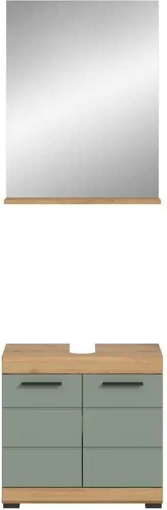 Badmöbel-Set SCHLOONSEE 2 teilig bestehend aus: Waschbeckenunterschrank Spiegel in verschiedenen Farben erhältlich ...