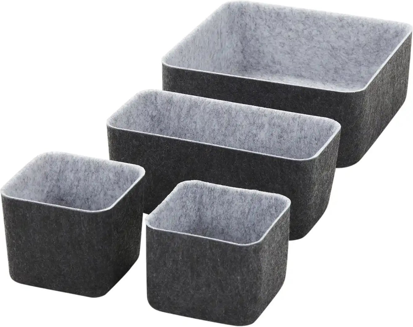HOME STORY Filzkörbe 4er Set ¦ schwarz ¦ Filz ¦ Maße (cm): B: 25 H: 10 T: 25.0 Aufbewahrung > Körbe - Höffner