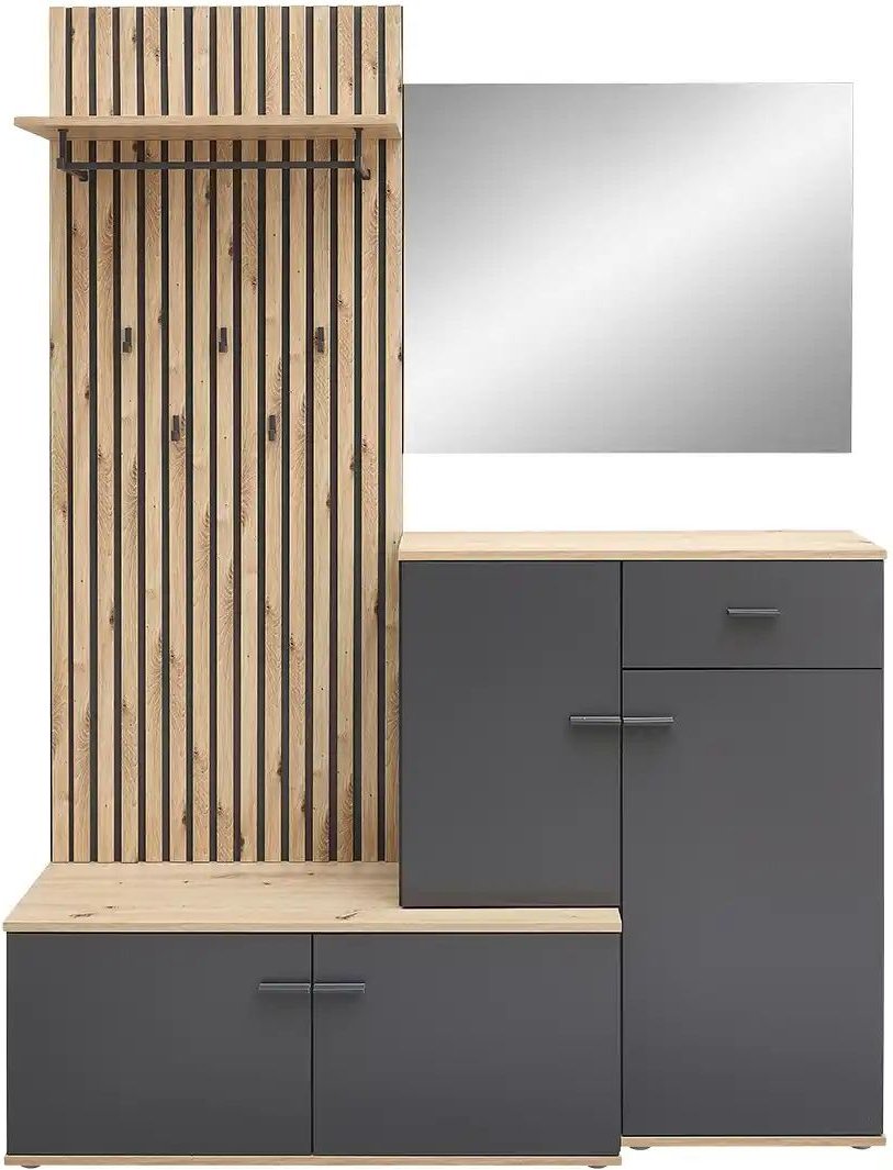 Kompaktgarderobe ¦ grau ¦ Maße (cm): B: 148 H: 199 T: 38.0 Garderoben & Kleiderstangen > Garderoben - Höffner