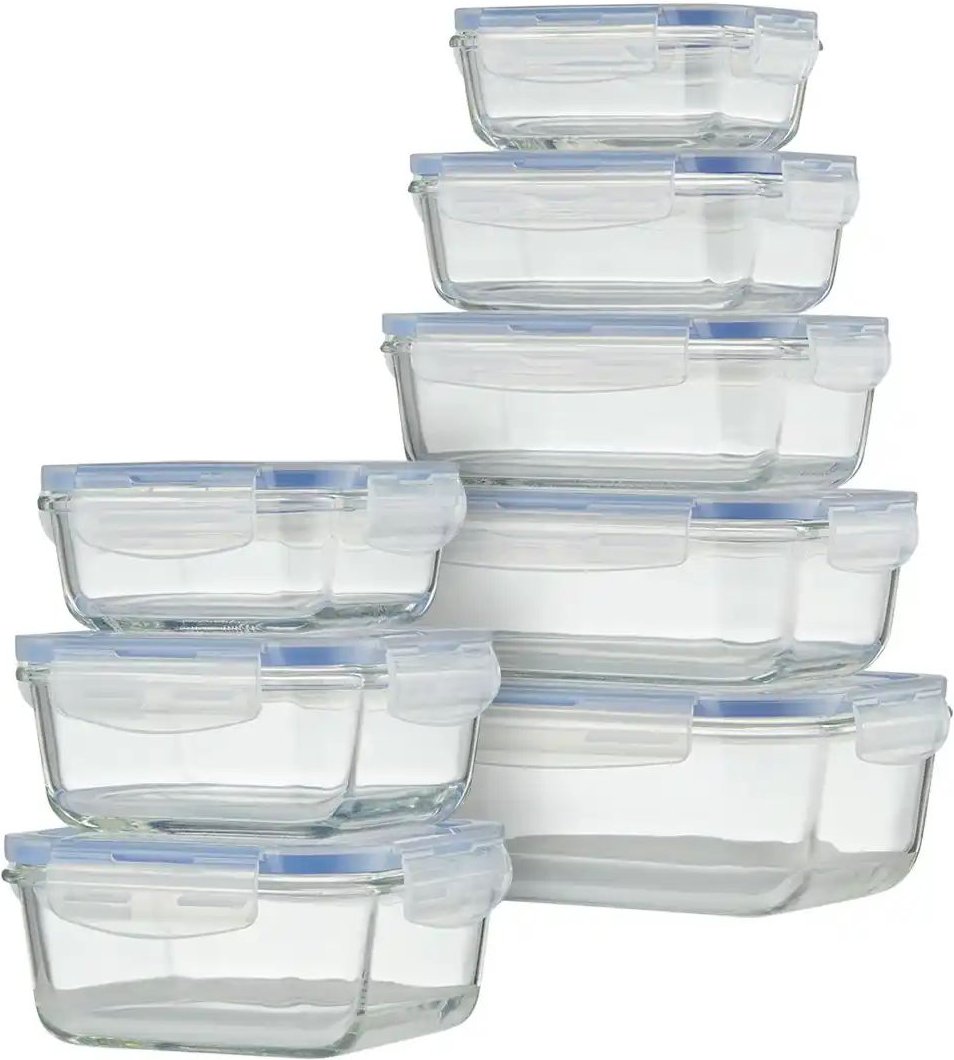 KHG Aufbewahrungsdosenset 8-teilig ¦ transparent/klar ¦ Kunststoff ¦ Maße (cm): B: 24,5 H: 16,5 Küchenzubehör & Helfer...