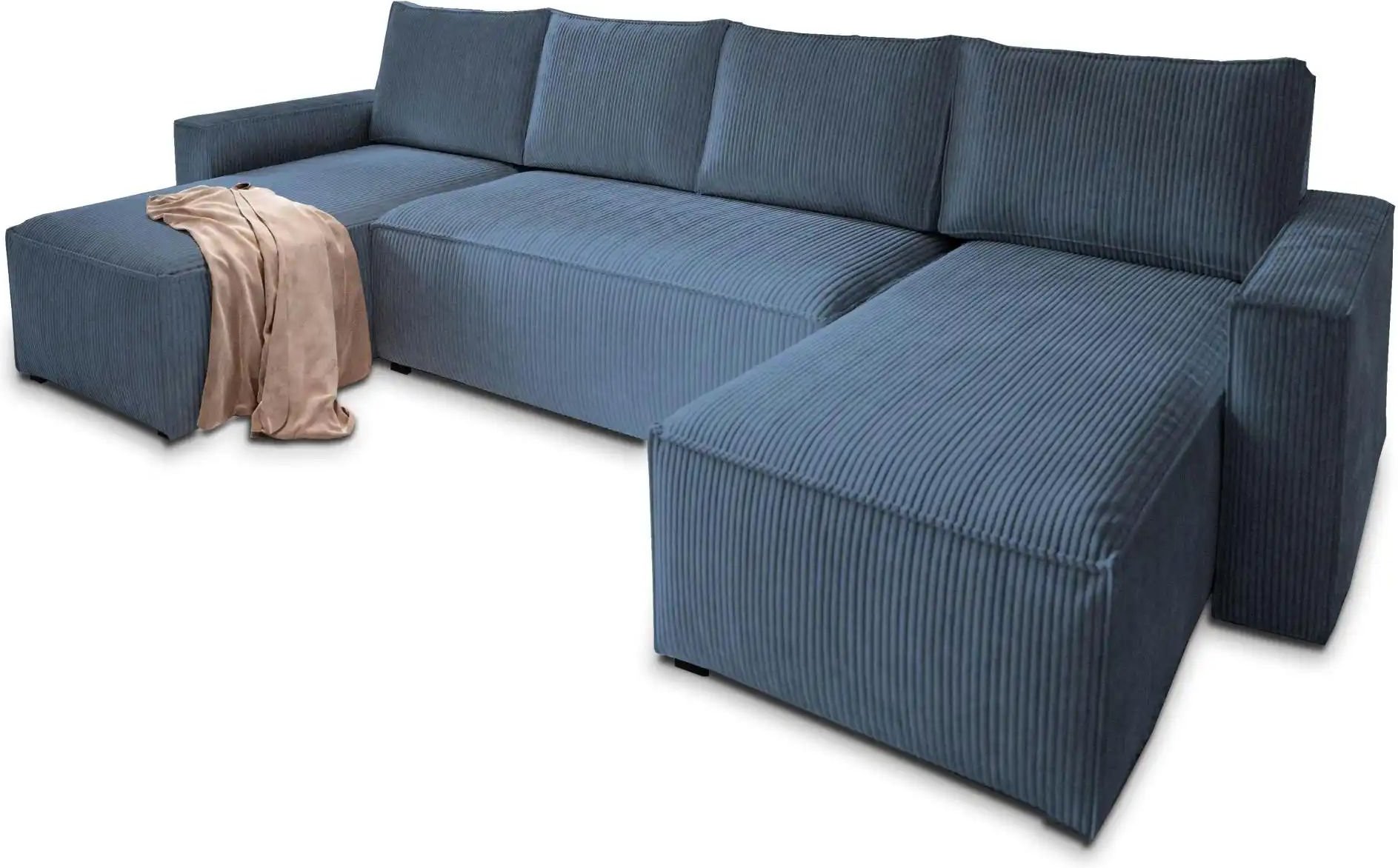 MASSENO Wohnlandschaft mit Schlaffunktion Aspra ¦ blau ¦ Maße (cm): B: 295 H: 85 Polstermöbel > Sofas > Schlafsofas - Hö...