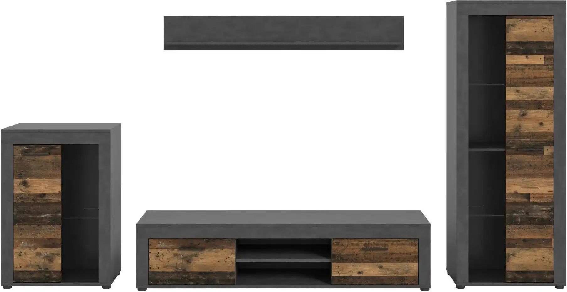 Thumbnail - Wohnwand Bardenas ¦ schwarz ¦ Maße (cm): B: 310 H: 169 T: 35.0 Kommoden & Sideboards > Wohnwände - Höffner