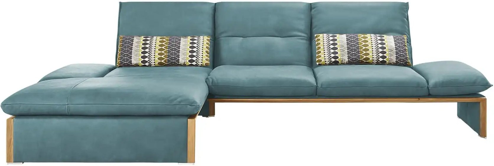 KOINOR Leder-Ecksofa mit Massivholzrahmen aus Wildeiche Humfrey ¦ türkis/petrol ¦ Maße (cm): B: 314 H: 93 T: 159.0 Polst...